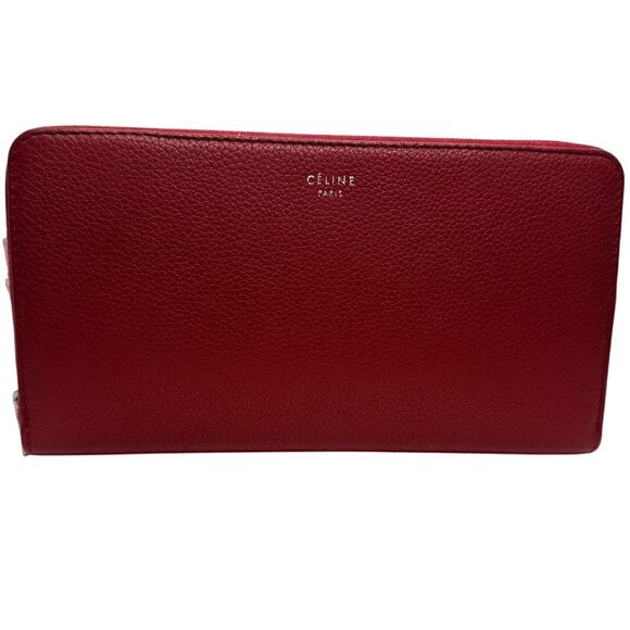 CELINE Paris Genuine Leather Zippy Wallet Red EUC w/ box, dust bag, tags, certs - Picture 5 of 15